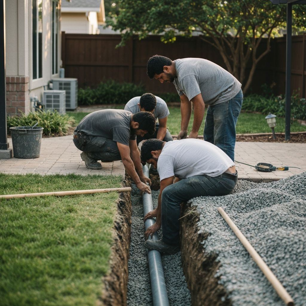 Drainage system installation and grading work