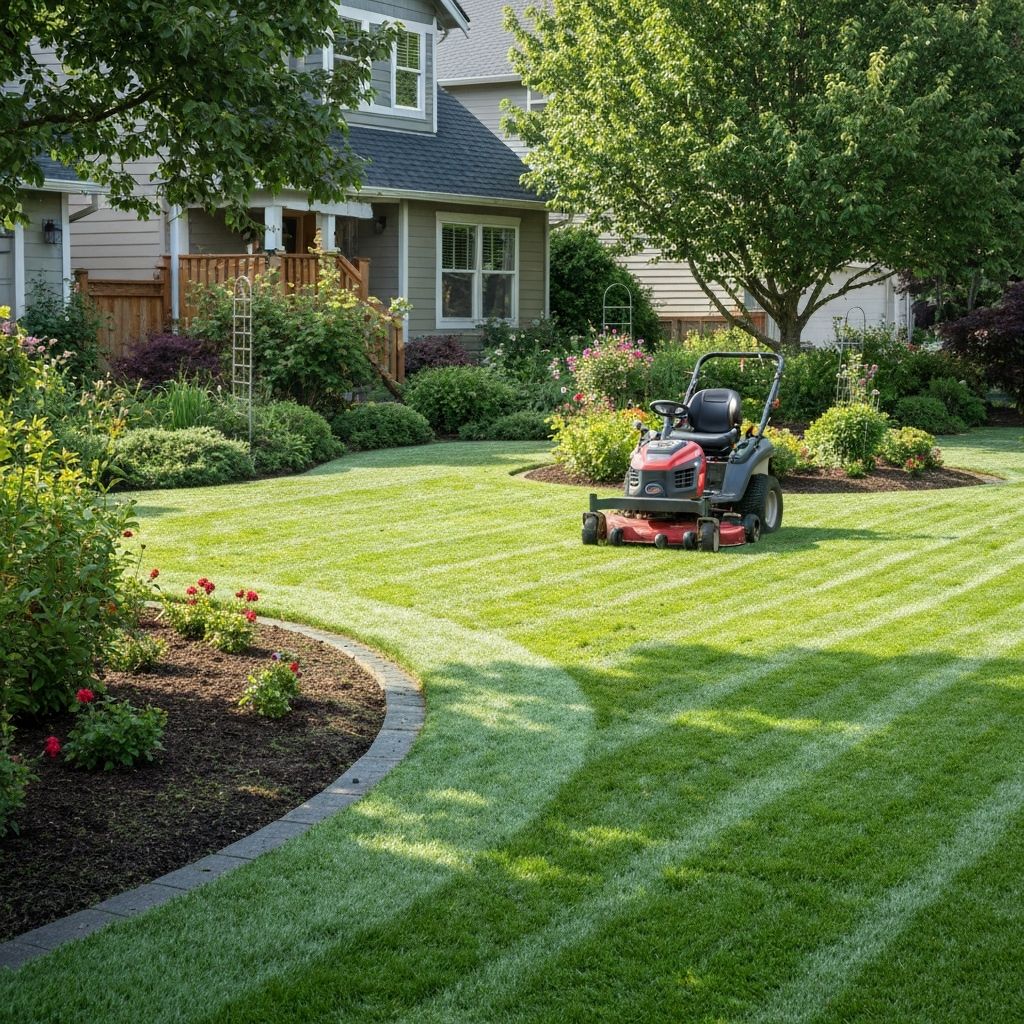 Weekly lawn mowing and edging service for residential properties